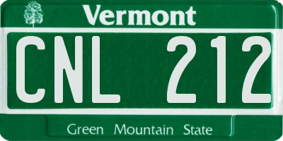 VT license plate CNL212