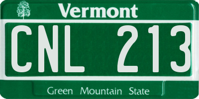 VT license plate CNL213