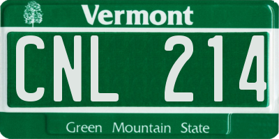 VT license plate CNL214
