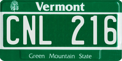 VT license plate CNL216
