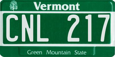 VT license plate CNL217