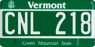 VT license plate CNL218