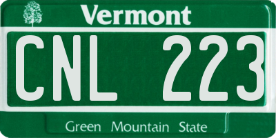 VT license plate CNL223
