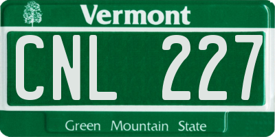 VT license plate CNL227