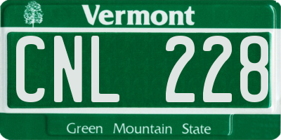 VT license plate CNL228