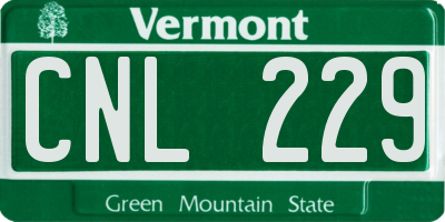 VT license plate CNL229
