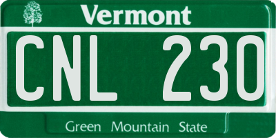 VT license plate CNL230