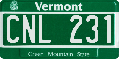 VT license plate CNL231