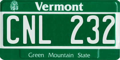 VT license plate CNL232