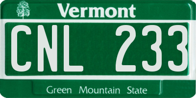 VT license plate CNL233