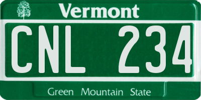 VT license plate CNL234