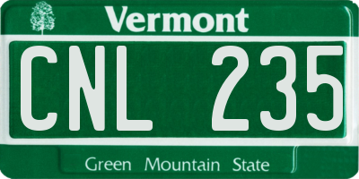 VT license plate CNL235