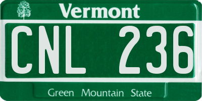 VT license plate CNL236