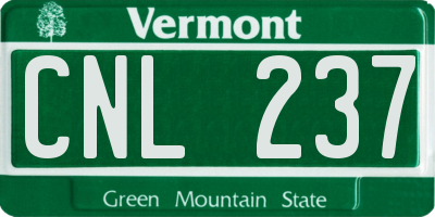 VT license plate CNL237
