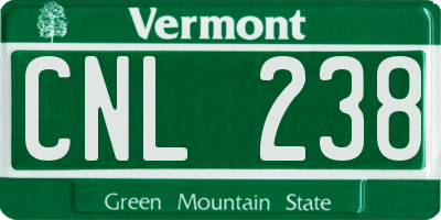 VT license plate CNL238