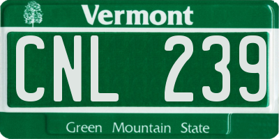 VT license plate CNL239
