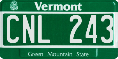 VT license plate CNL243