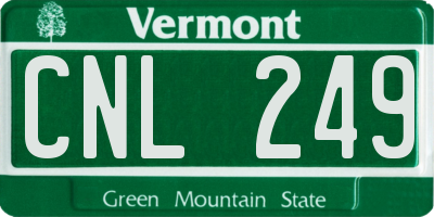 VT license plate CNL249