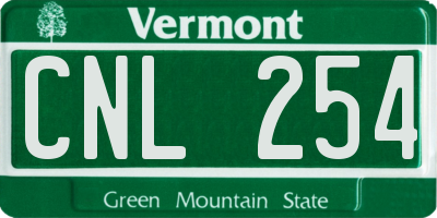 VT license plate CNL254