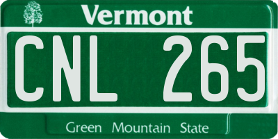 VT license plate CNL265