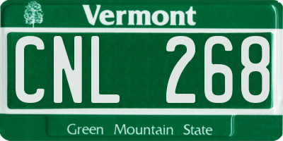 VT license plate CNL268
