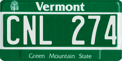 VT license plate CNL274