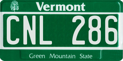VT license plate CNL286