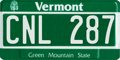 VT license plate CNL287