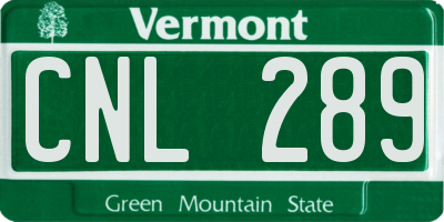 VT license plate CNL289