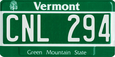 VT license plate CNL294