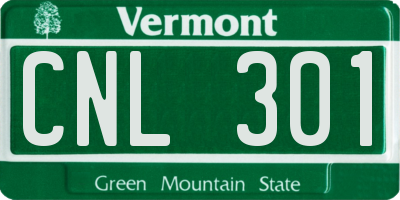 VT license plate CNL301