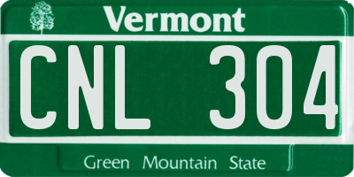VT license plate CNL304