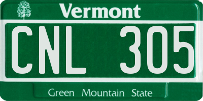 VT license plate CNL305
