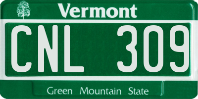 VT license plate CNL309