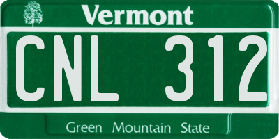 VT license plate CNL312