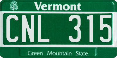 VT license plate CNL315