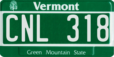 VT license plate CNL318