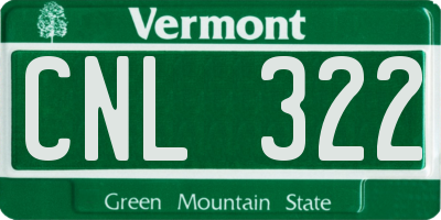 VT license plate CNL322