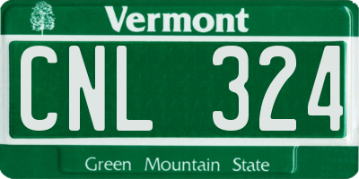 VT license plate CNL324