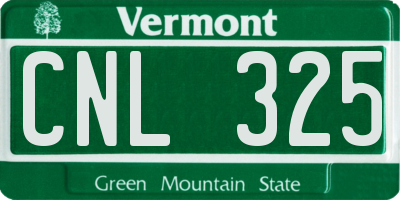 VT license plate CNL325