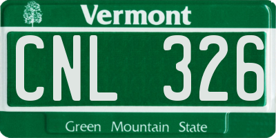 VT license plate CNL326