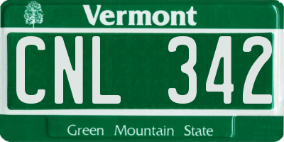 VT license plate CNL342