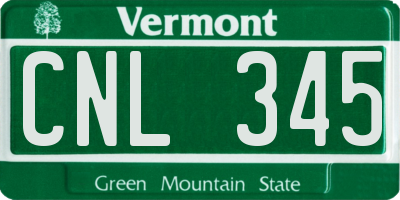 VT license plate CNL345