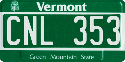 VT license plate CNL353