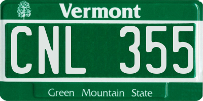 VT license plate CNL355