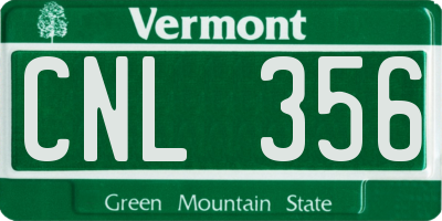 VT license plate CNL356