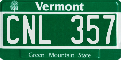 VT license plate CNL357