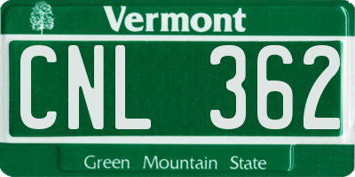 VT license plate CNL362