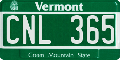 VT license plate CNL365