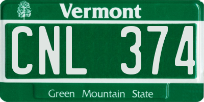 VT license plate CNL374